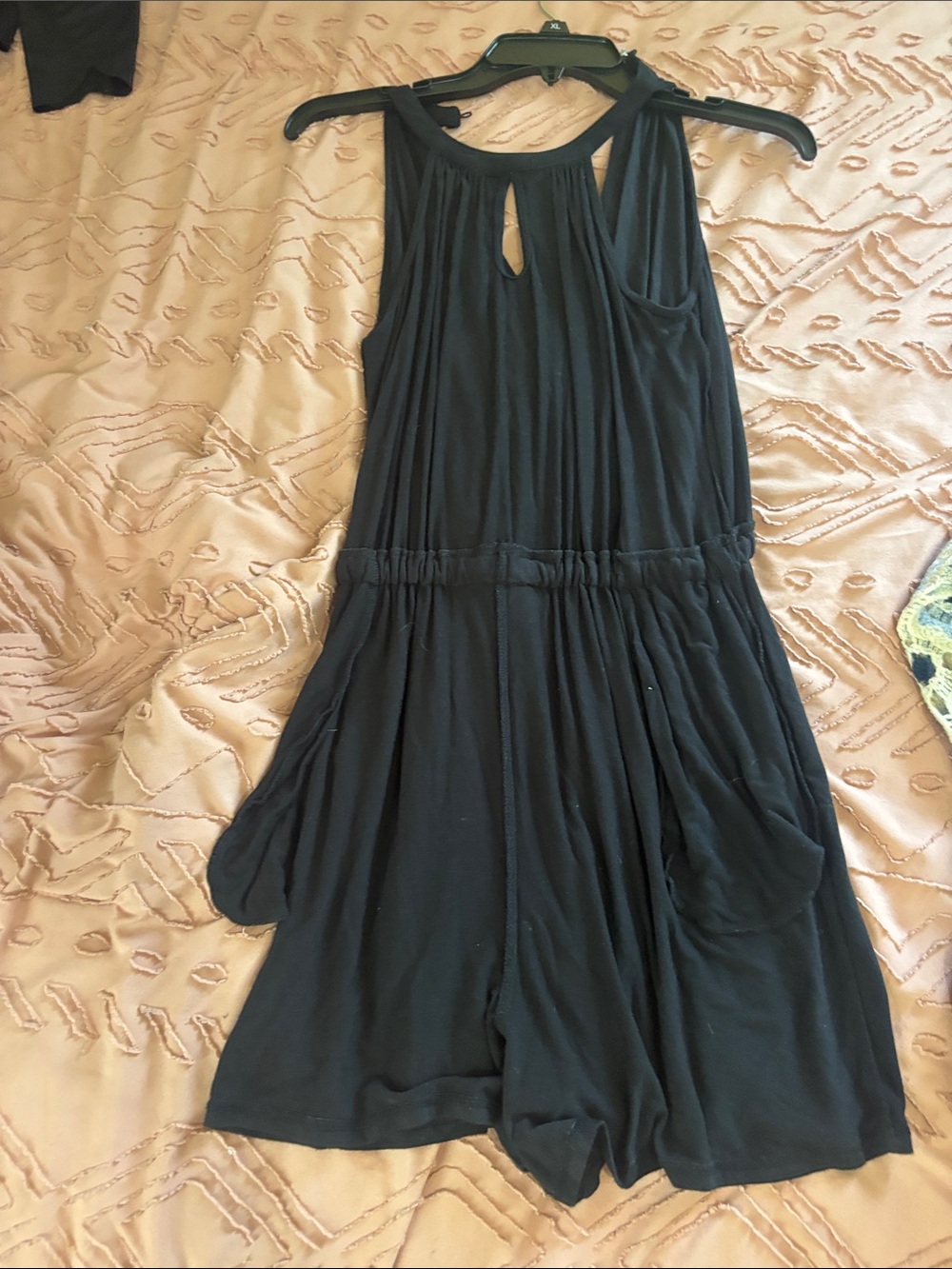 Black Sleeveless Gathered Waist romper